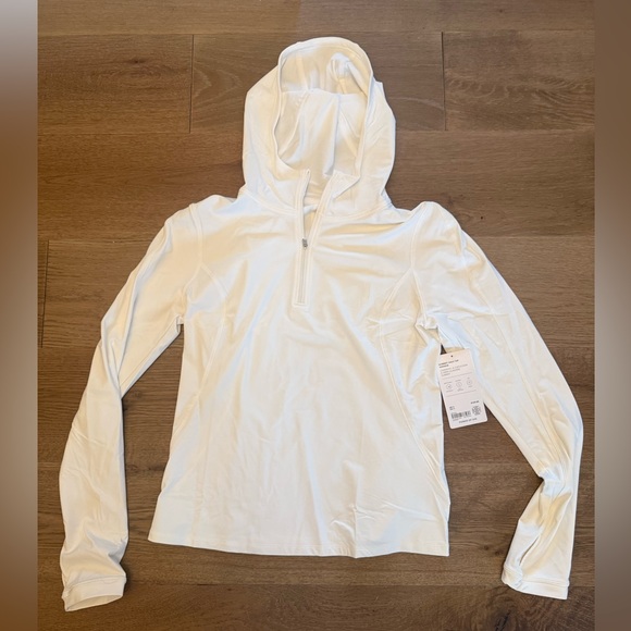 Athleta Tops - Women's Athleta Summit half zip White Hooded Long-Sleeve